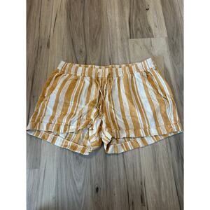 Women’s Large Old Navy Mid-Rise Linen-Blend Striped Shorts Yellow and White